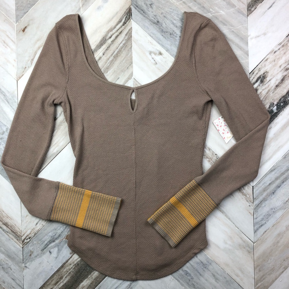 NWT Free People Mod Stripe Cuff Tee Size Medium - Picture 1 of 8